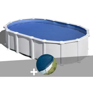GRE Piscine acier blanc Gré Haïti ovale 9,20 x 5,05 x 1,32 m + Bâche hiver Blanc