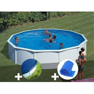 Gre Kit piscine acier blanc Gré Fidji ronde 5,70 x 1,22 m + Bâche hive...