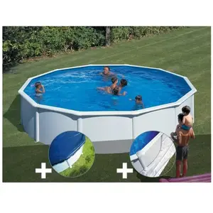 Comparateur de prix : GRE Piscine hors-sol en acier ronde Gré Fidji - Blanc - 5,70 x 1,22 m - Filtre à sable