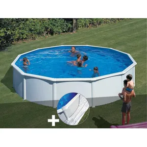 GRE Piscine hors-sol acier blanc Gré Fidji ronde 5,70 x 1,22 m + Tapis de sol Blanc