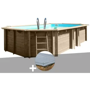 Gre Kit piscine bois Gré Safran 6,20 x 3,95 x 1,36 m + Bâche hiver pas cher