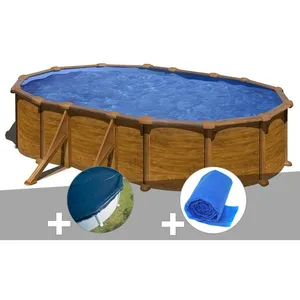Comparateur de prix : Gre Kit piscine acier aspect bois Gré Mauritius ovale 5,27 x 3,27 x 1,...
