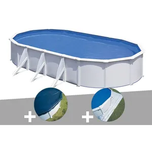 Gre Kit piscine acier blanc Gré Fidji ovale 5,27 x 3,27 x 1,22 m + Bâc...