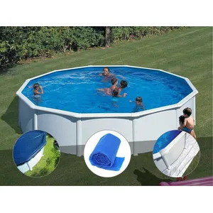 GRE Piscine hors-sol en acier ronde Gré Fidji - Blanc - 5,70 x 1,22 m - Filtre à sable - Kit complet