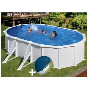 Gre Kit piscine acier blanc Gré Atlantis ovale 5,27 x 3,27 x 1,32 m + ...