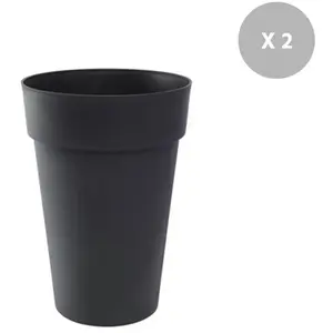 SANS Pot de fleur rond Toscane Ø 44 x H.53 cm Anthracite - Eda pas cher