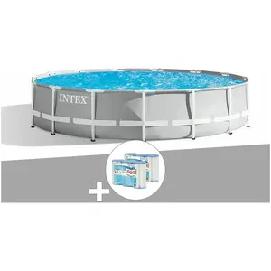 Piscine tubulaire Intex Prism Frame ronde 4,57 x 1,07 m - Bleu - Filtr...