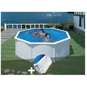 Gre Kit piscine acier blanc Gré Fidji ronde 3,70 x 1,22 m + Tapis de sol