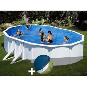 Gre Kit piscine acier blanc Gré Bora Bora ovale 6,34 x 3,99 x 1,22 m + Bâche hiver