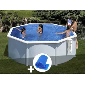 Comparateur de prix : GRE Kit piscine acier blanc Gré Bora Bora ronde 3,20 x 1,22 m + Bâche à bulles Blanc