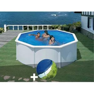 Gre Kit piscine acier blanc Gré Fidji ronde 3,70 x 1,22 m + Bâche hiver