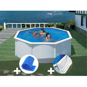 Piscine hors-sol en acier ronde Fidji - GRE - 3,70 x 1,22 m - Blanc