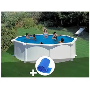 GRE Piscine hors-sol en acier Gré Atlantis ronde 4,80 x 1,32 m avec filtration à sable - Blanc