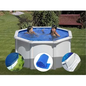 Comparateur de prix : Gre Kit piscine acier blanc Gré Fidji ronde 2,60 x 1,22 m + Bâche hive...