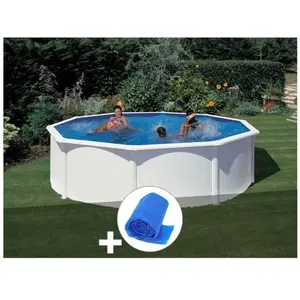 Comparateur de prix : GRE Piscine hors-sol en acier Gré Fidji ronde 4,80m - Filtre à sable - Bâche à bulles Blanc