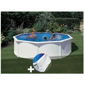 GRE Piscine hors-sol acier Gré Fidji ronde 4,80 x 1,22 m - Filtre à sable - Blanc