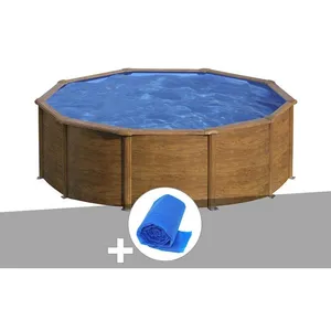 Comparateur de prix : GRE Kit piscine acier aspect bois Gré Sicilia ronde 4,80 x 1,22 m + Bâche à bulles Aspect Bois