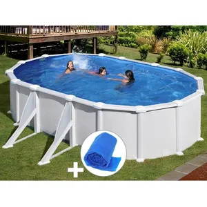 Comparateur de prix : GRE Piscine acier blanc Gré Atlantis ovale 5,27 x 3,27 x 1,32 m - Filtre à sable - Échelle de sécurité - Skimmer