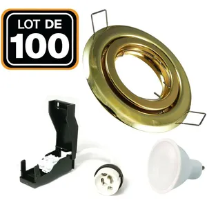 EUROPALAMP 100 Spots encastrable orientable DORÉE avec GU10 LED de 7W eqv.Vendu parcdiscount