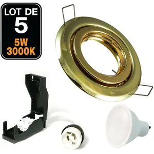 EUROPALAMP 5 Spot encastrable orientable Dorée avec GU10 led de 5W eqv. 40W