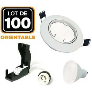 EUROPALAMP Spot encastrable - BLANC - GU10 - 100 pièces - 7W LED - Blanc Froid 6000KVendu parcdiscount