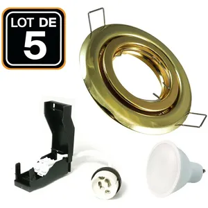 Europalamp - 5 Spots Encastrables Orientable Dorée 7W Blanc chaud 3000... pas cher