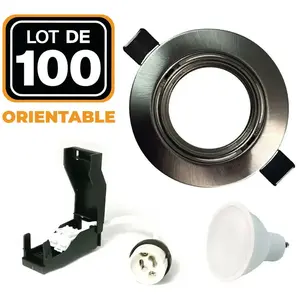 EUROPALAMP 100 Spots encastrable orientable Alu Brossé avec GU10 led de 7W pas cher