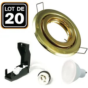 Europalamp - 20 Spots encastrable orientable dorée avec GU10 led de 7W... pas cher