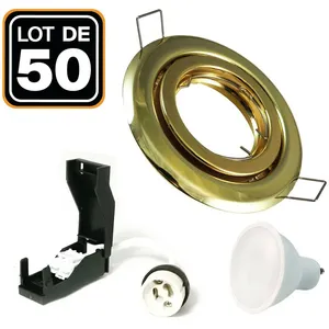 EUROPALAMP 50 Spots encastrable orientable dorée avec GU10 led de 7W eqv. pas cher