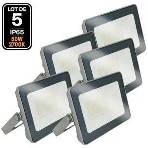 EUROPALAMP 5 Projecteurs LED 50W ProLine Blanc chaud 3000K Haute LuminositéVendu parcdiscount