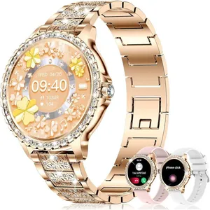 Montre Connectée Femme Avec Appel Diamond, 1.32" Hd Montre Conecter Android Femme, Fonction Féminine, Fréquence Cardiaque Spo2 S pas cher