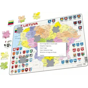 Larsen Puzzle Cadre - Carte de la Lituanie (en Lituanien) A3-LT pas cher