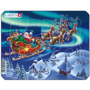 Larsen Puzzle Cadre - Le Père Noël dans les Lumières Nordiques Z5
