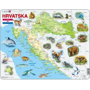Larsen Puzzle Cadre - Carte de la Croatie et de ses Animaux (en Croate) A19-HR pas cher