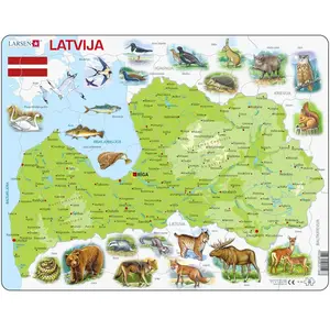 Larsen Puzzle Cadre - Carte de la Lettonie (en Letton) K46 pas cher