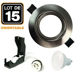 Europalamp - 15 Spots led 5W Encastrable et orientable complet en Alu brossé pas cher