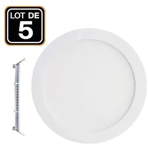 EUROPALAMP 5 Spots Encastrables LED 12W Rond Extra-Plat - Blanc Froid 6000K pas cher