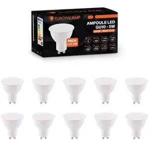EUROPALAMP 10 Ampoules GU10 5W eq. 40W Blanc Froid 6000K Haute Luminosité pas cher