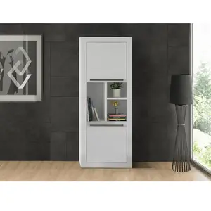 VENTE-UNIQUE Bibliothèque avec 2 portes et 3 niches - Blanc - EVAN pas cher