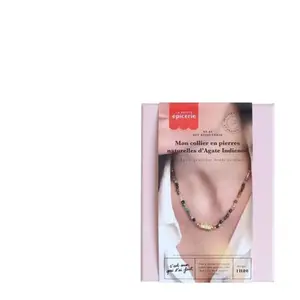 La Petite Epicerie DIY SIERADENKIT (MKMI) " MY NATURAL INDIAN AGATE STONE NECKLACE/MIJN NATUURLIJKE INDISCHE AGAATSTEEN KETTING" 110g H14.5xW11xL3.5cm | Creatieve | Hobbyset | sieraden | kinderen en volwassenen