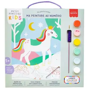 La Petite Epicerie Painting by Number Kit for kids "UNICORN AND PIOU" 305g H33xW25.5xL3.5cm genummerde schilderijenset | Creatieve | Hobbyset | kinderen en volwassenen