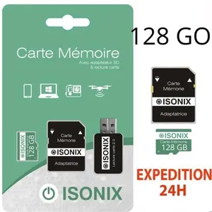 ZISONIX Carte Micro-SD 128 Go classe 10 4K SDXC smartphone tablette caméra sport 100% Reél Class 10 + Lecture Carte.. pas cher