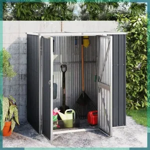 ASHATA Abri à outils de jardin anthracite 161x89x161cm acier galvanisé-FHE316211