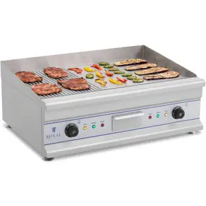Royal Catering Elektrische bakplaat - 75 cm - geribbeld - 2 x 3200 W pas cher