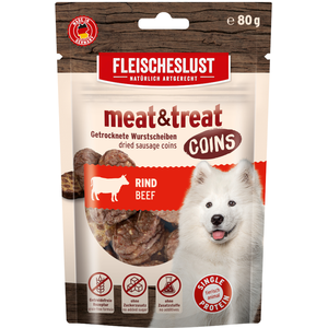 80g Fleischeslust Meat & Treat Coins boeuf chien pas cher