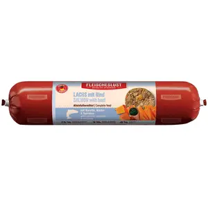Fleischeslust Classic 6 x 800 g - saumon, boeuf, carottes, potiron, spiruline pas cher