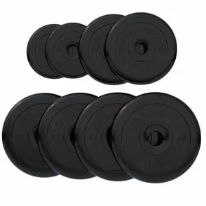 GORILLA SPORTS Lot poids en caoutchouc 27,5kg (4x5kg + 2x2,5kg + 2x1,25kg), diamÃ¨tre 31mm pas cher
