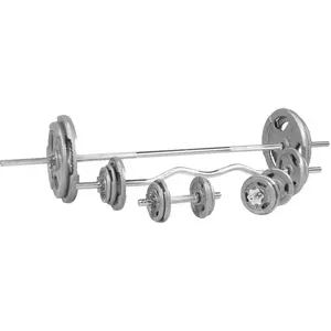 Comparateur de prix : GORILLA SPORTS Set d'haltères avec disques à poignées + barre longue + barre curl 105,5 Kg