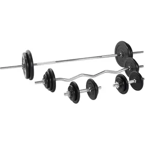 Comparateur de prix : GORILLA SPORTS Set d'haltères complet avec disques fonte revêtement caoutchouc + barres 105,5 Kg