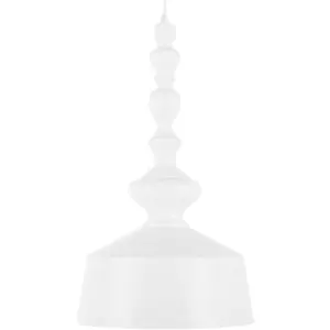 Beliani - Lampe Suspension de Plafond en Métal Effet Bois Blanc E27 40W Décorative et Originale pour Maison au Style Rustique et Traditionnel pas cher